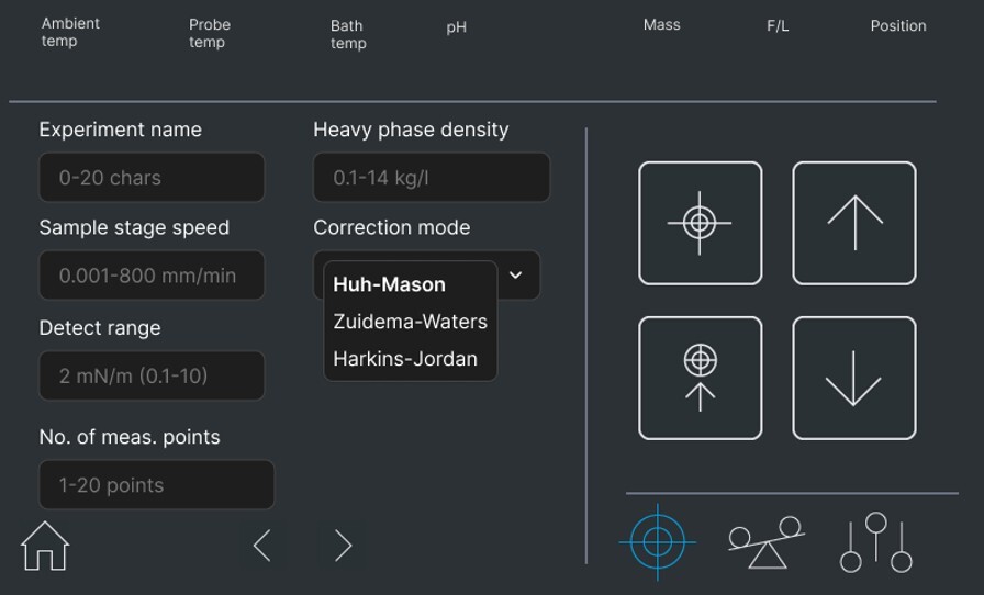 Du Nouy ring settings