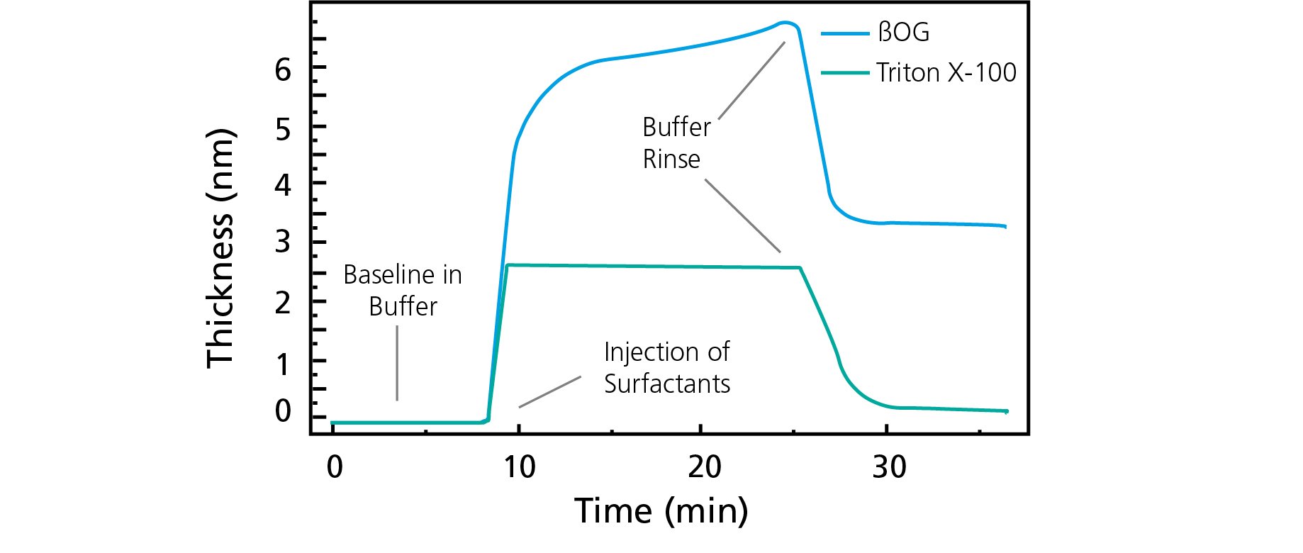 Surfactant adsorption Triton X-100 vs BOG